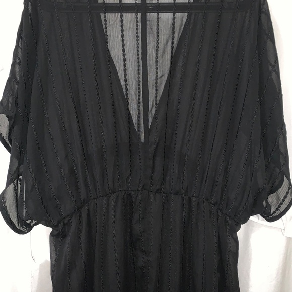 Black Semi-Sheer Tunic Cover-Up - Picture 6 of 8